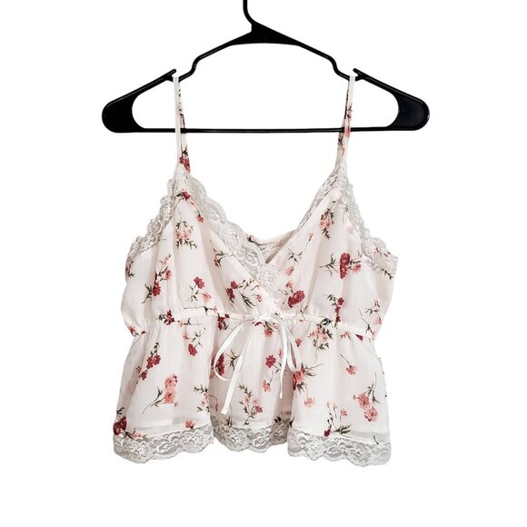 NWT American Eagle Y2K Style Floral Strappy Lace Babydoll Tank Top - Small - Picture 1 of 6